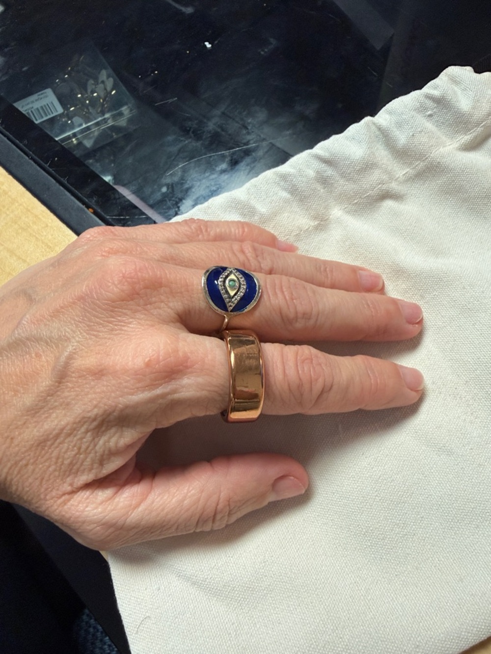 Gold Evil Eye Ring with Blue Enamel by Ross Simons size 7 - Picture 9 of 14